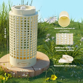 Bumaeu Worm Farm bin outdoor-ready for year-round composting in garden.