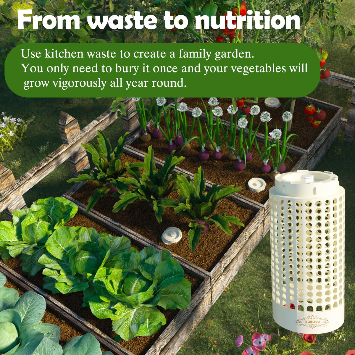 Bumaeu Worm Farm bin safety lock cover prevents rainwater entry.