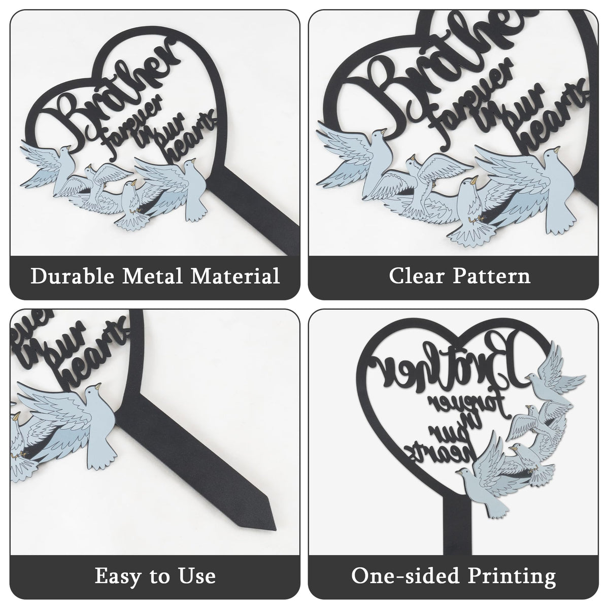 BUoonyer easy-install grave marker keeps wind from tipping.