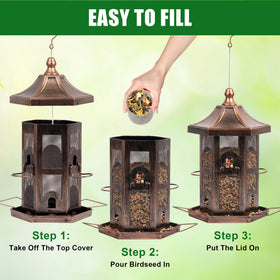 Bupioaa large 2.5 lb seed capacity minimizes refills between visits