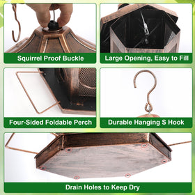 Bupioaa squirrel-proof feeder shown with locking buckle to protect seeds