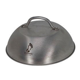 Sasquash Dome steaming buns and veggies on a hot flat top.