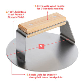 Burger Iron Sasquash Smash Press easy-cleanup design supports quick post-meal cleanup