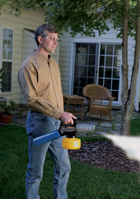 Burgess 1443 positioned beside a grill for pre-event protection.