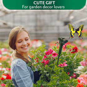 Burious battery-powered butterfly stake maintains motion in sun or shade