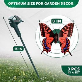Burious butterfly garden stake with colorful flight brightens borders