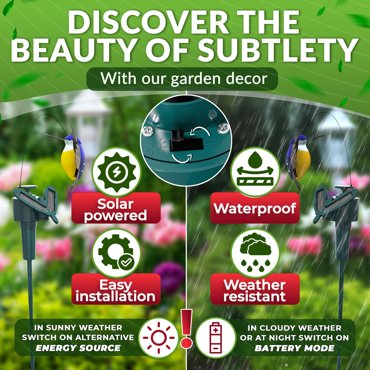 BURIUS 15-inch stake placement provides visible accent in sunlit garden
