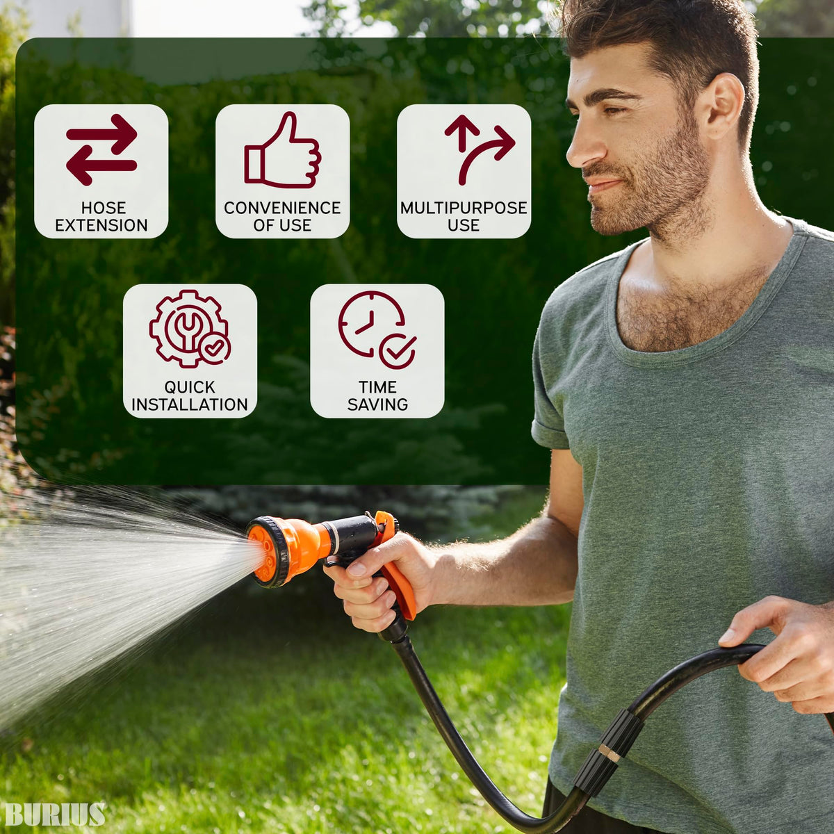 BURIUS 4500 PSI capacity illustrating high-performance power washing.