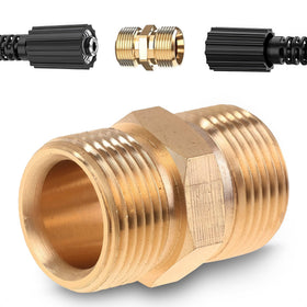 BURIUS M22-14mm hose coupler closeup with brass build for secure, no-leak connections.