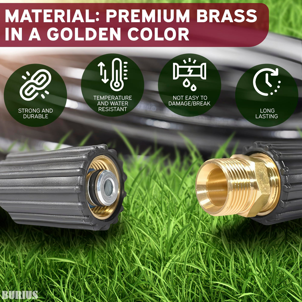 BURIUS quick connect mechanism demonstrating simple tool-free attachment.