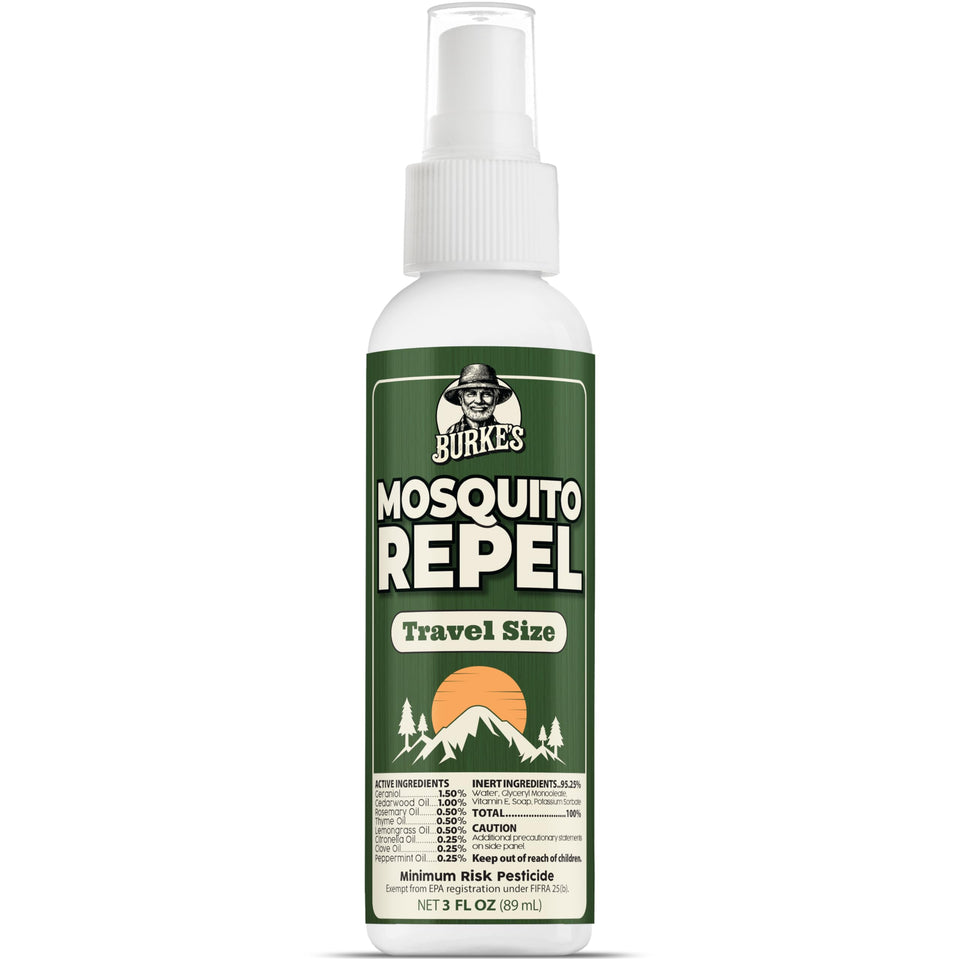 Burke's Natural Mosquito Repellent bottle front for outdoor protection
