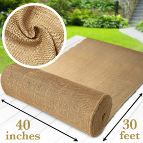 Burloptuous burlap roll texture closeup highlights natural fiber for DIY crafts