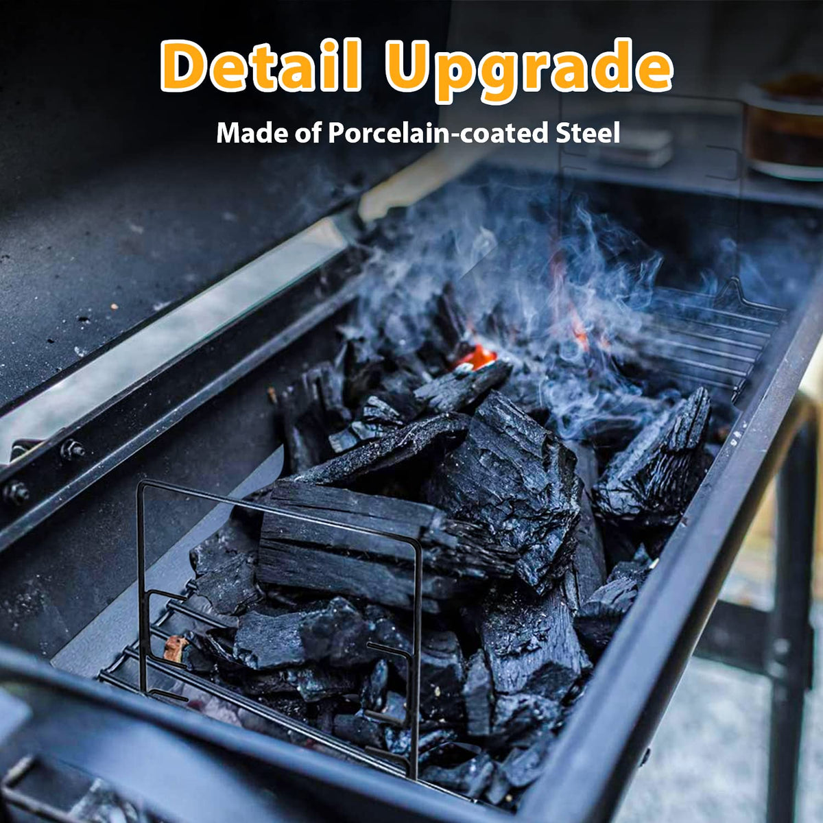 Burly Grill charcoal pan with two hangers ready to install.