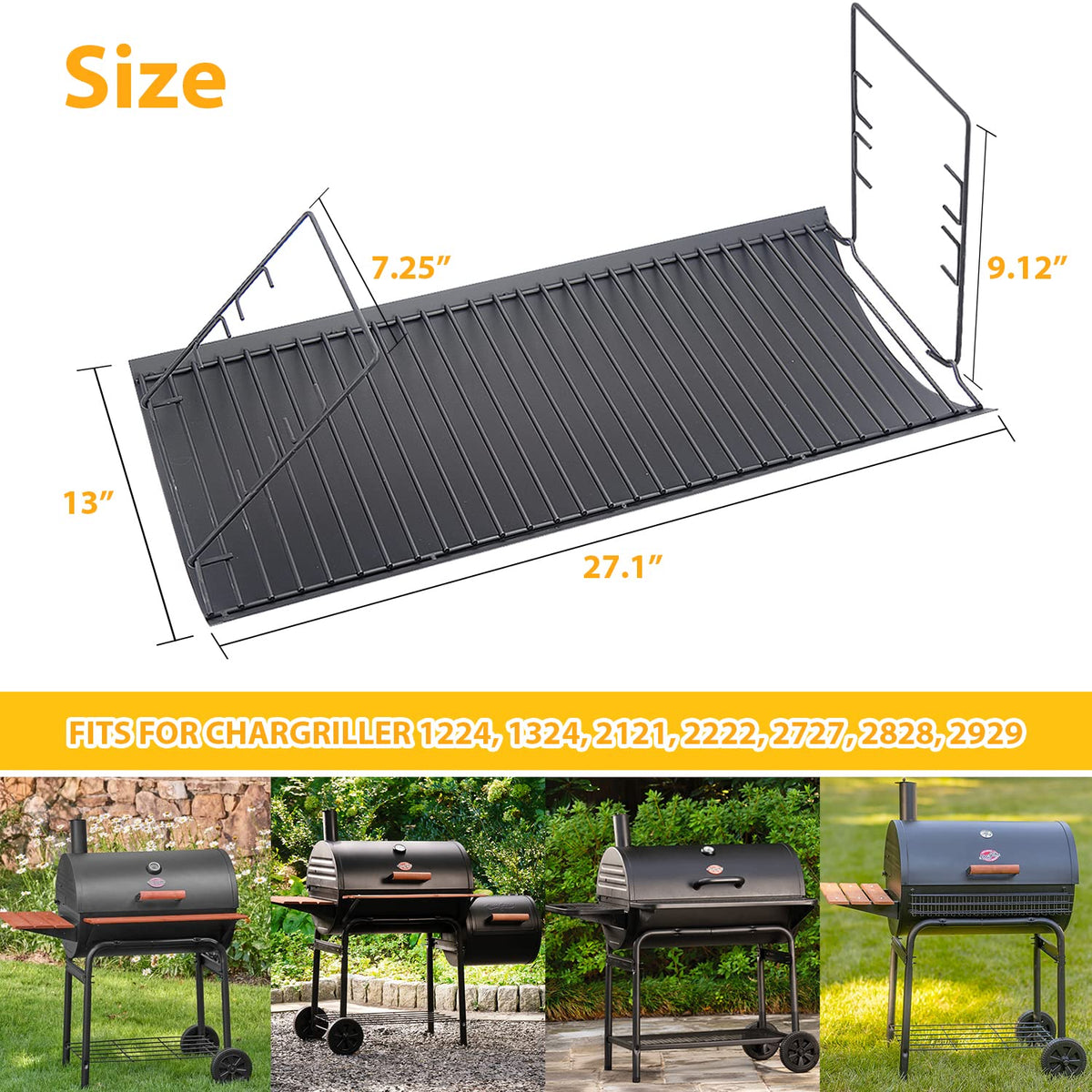 Burly Grill grate hangers included for secure grill setup.