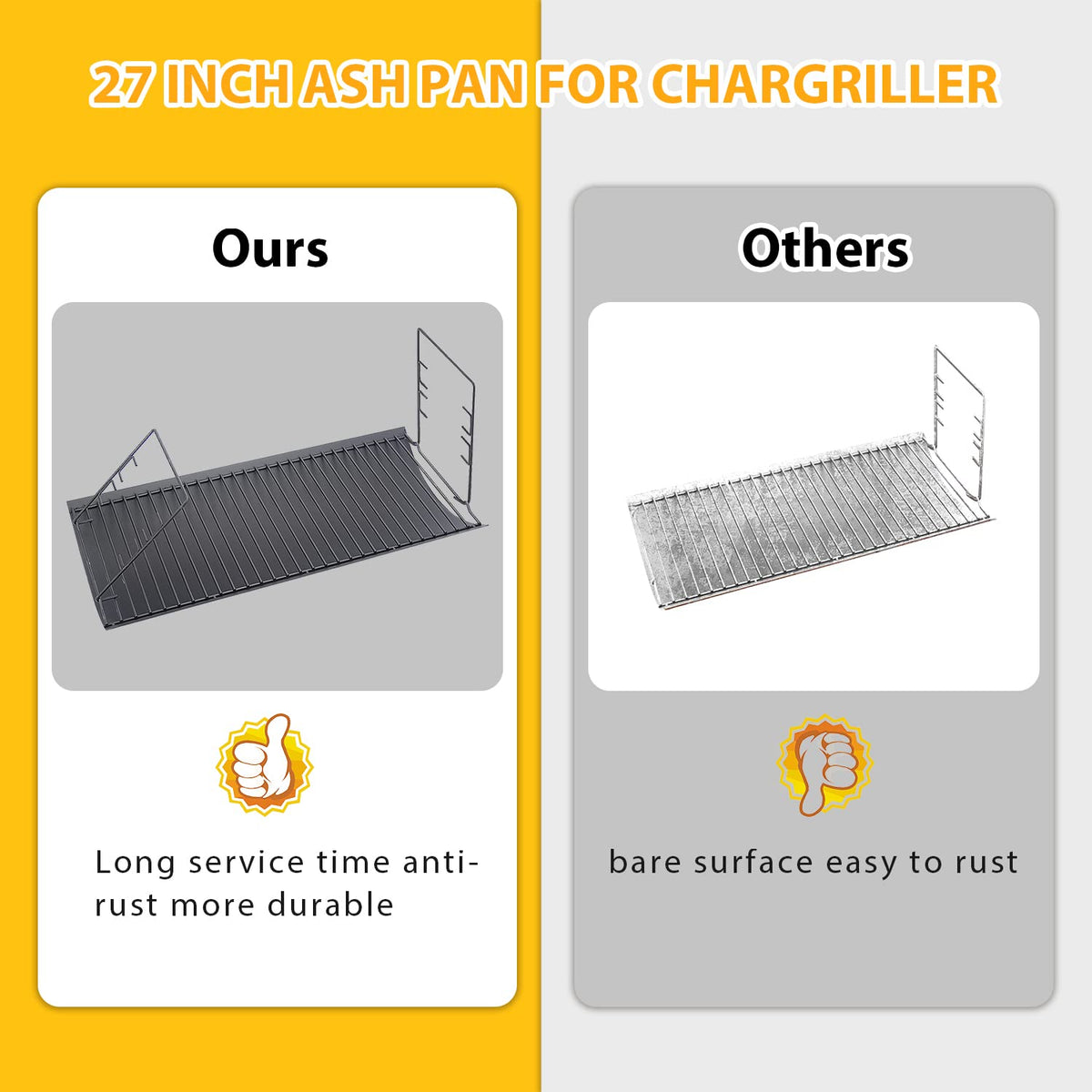 Burly Grill 27inch by 13-1/4inch ash pan fits Char-Griller models.