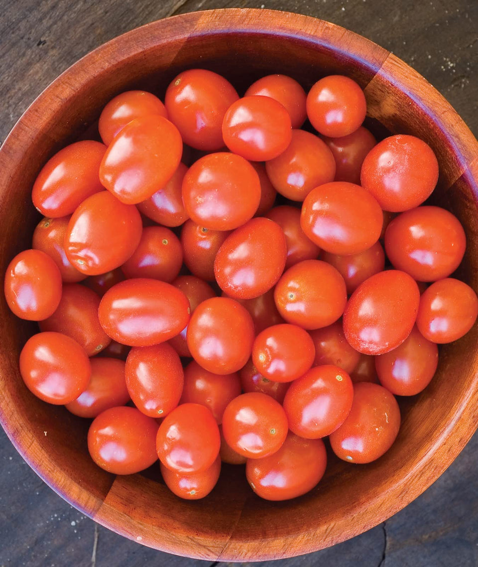 Burpee Napa Grape tomato seeds front-pack image, non-GMO seeds for home gardens.