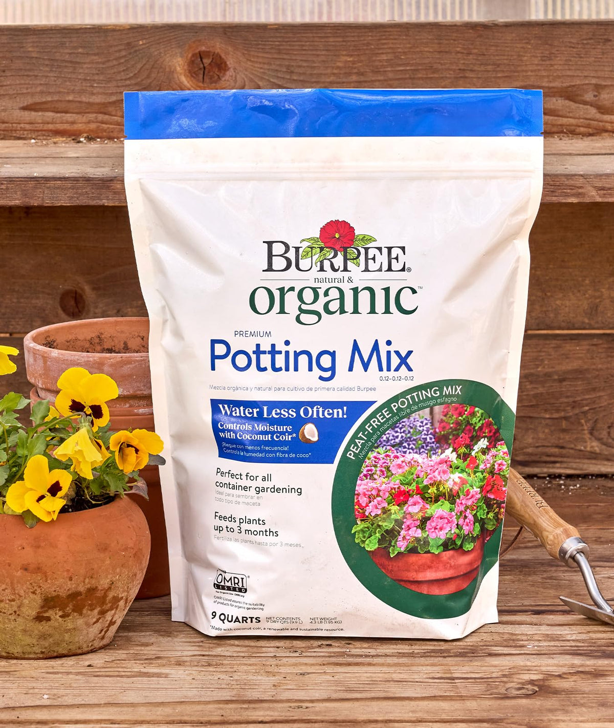 Burpee organic potting mix OMRI-listed label for trusted organic use.