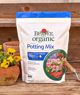 Burpee organic potting mix OMRI-listed label for trusted organic use.