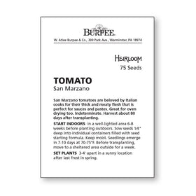 Burpee San Marzano tomatoes suited for pantry canning and drying projects.