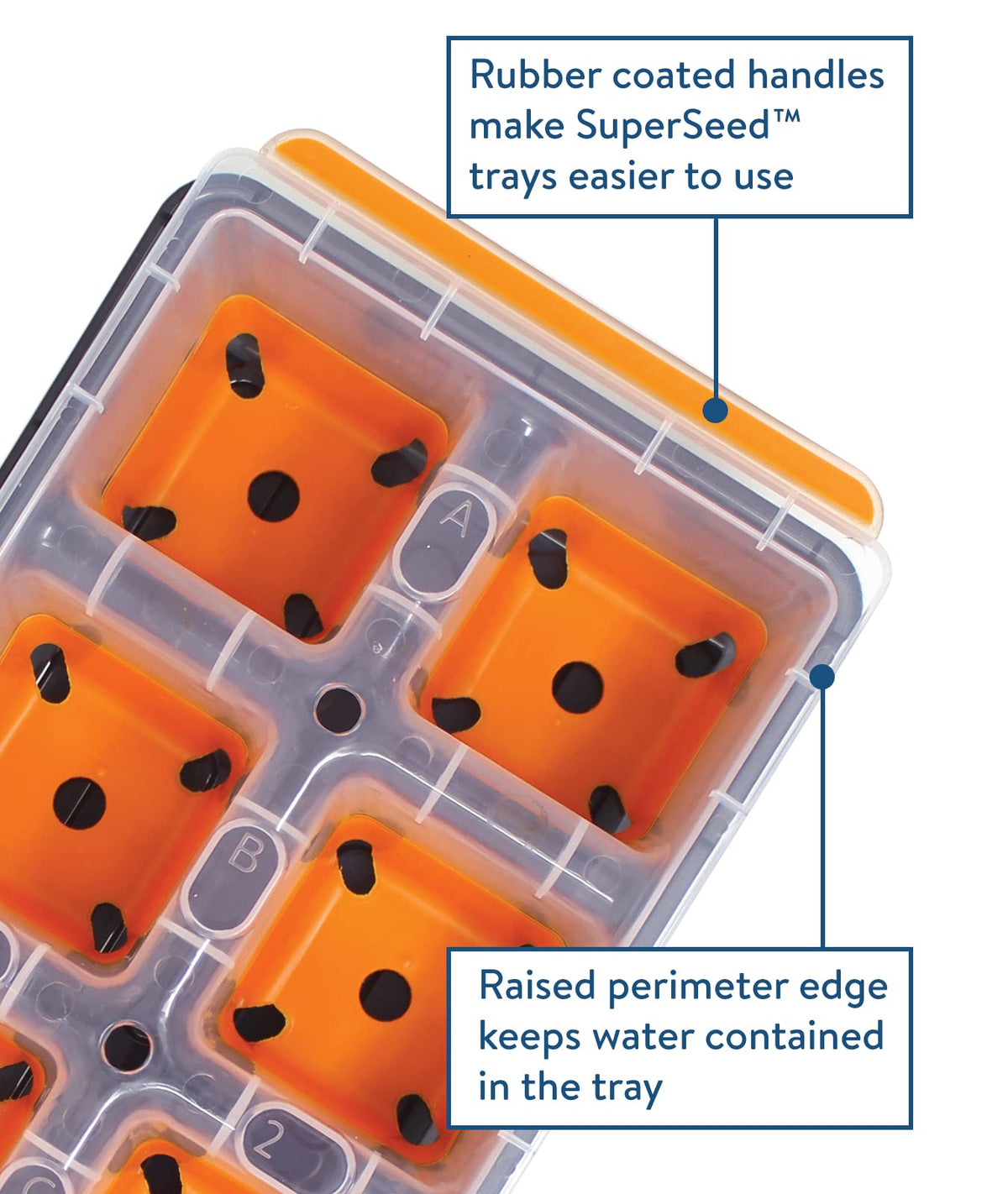 Burpee SuperSeed soft silicone cells cradle seedlings gently for less transplant shock.