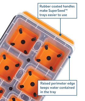 Burpee SuperSeed soft silicone cells cradle seedlings gently for less transplant shock.