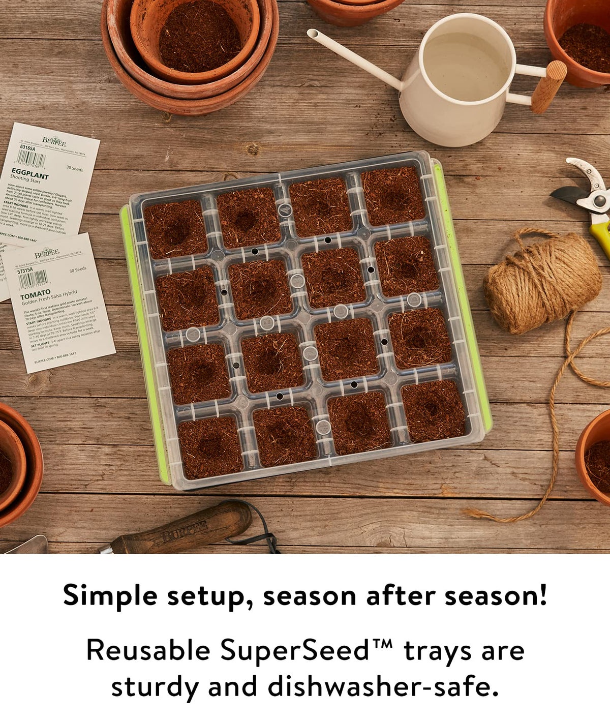 Burpee SuperSeed watering tray deep channels draw off moisture