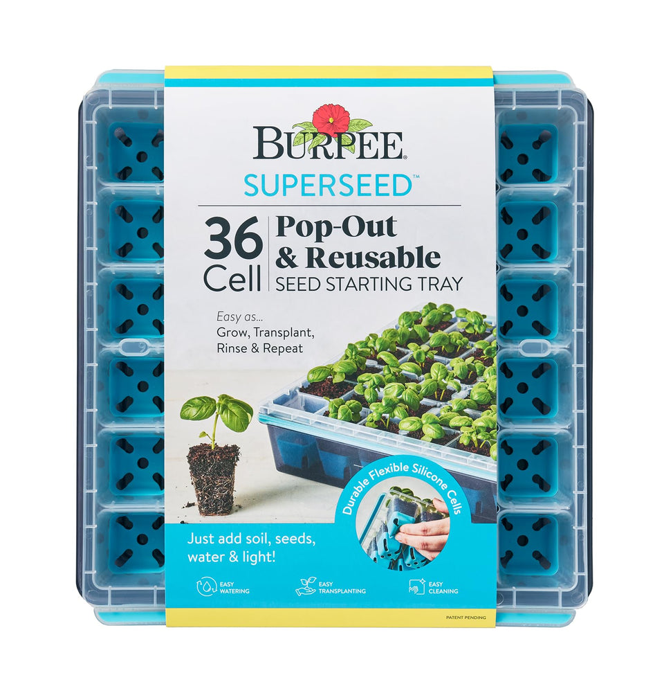 Burpee SuperSeed tray with 36 cells for organized indoor seed starting.