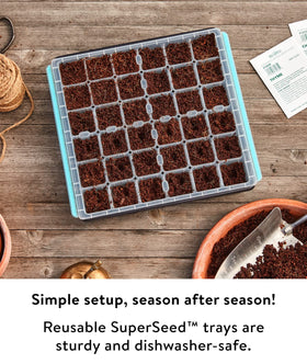 Burpee SuperSeed tray features drainage slots to improve soil aeration.