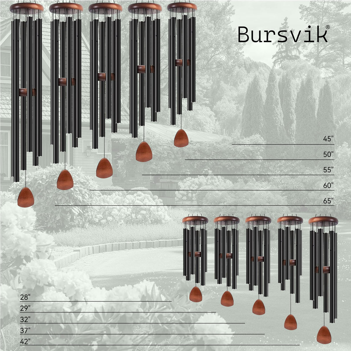 Close-up of 13mm aluminium tubes tuned for deep tones by Bursvik.