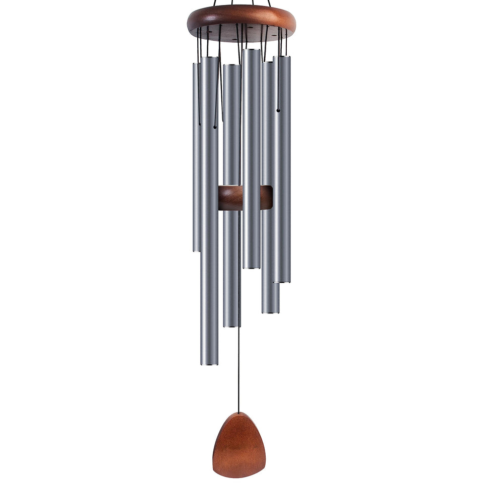 Bursvik large aluminium wind chimes 37-inch blue grey in garden setting for ambient outdoor decor