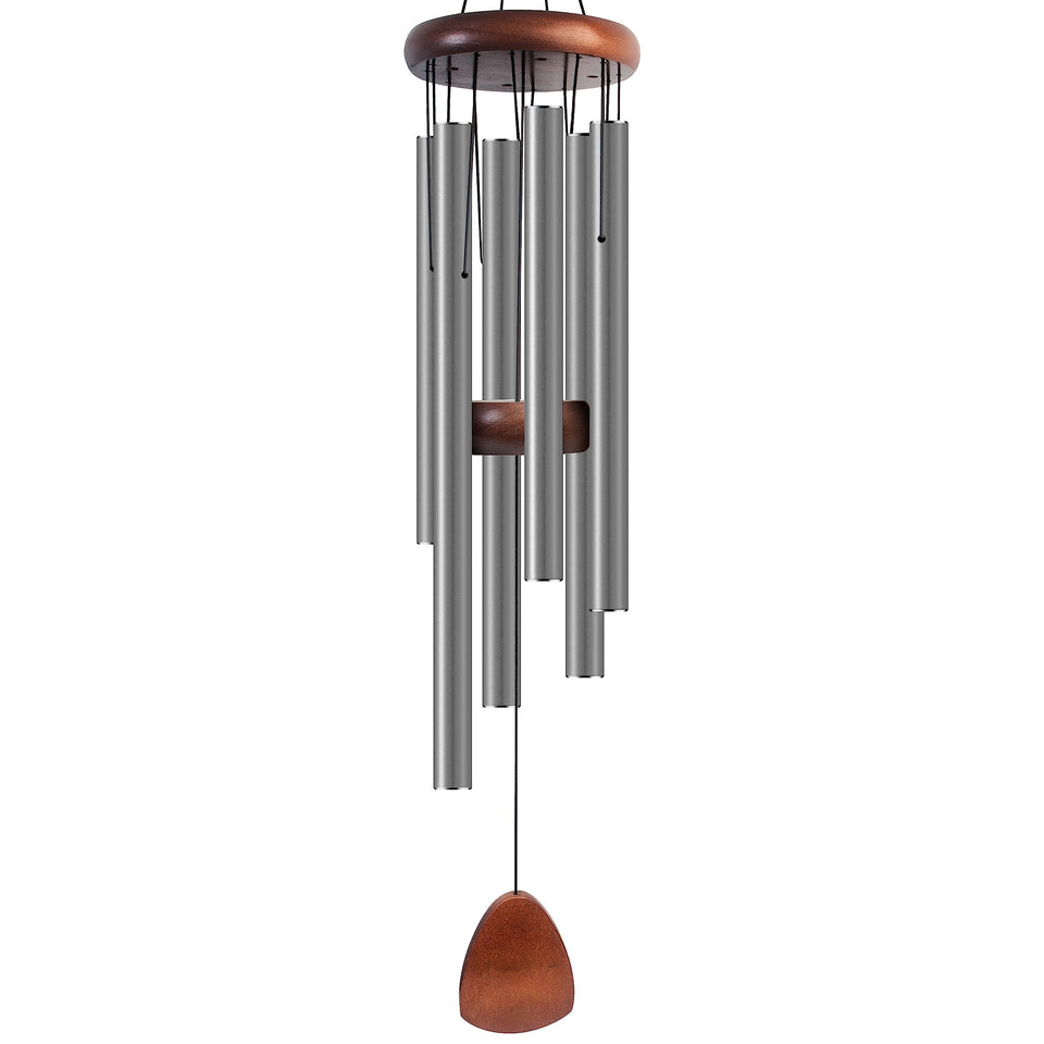 Bursvik wind chimes 37 inch silver gray full view for outdoor garden decor.