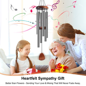 Bursvik wind chimes 37 inch silver gray gift-ready packaging.
