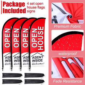 Buryeah 7 x 5.4 ft feather banners clearly display opening signs.