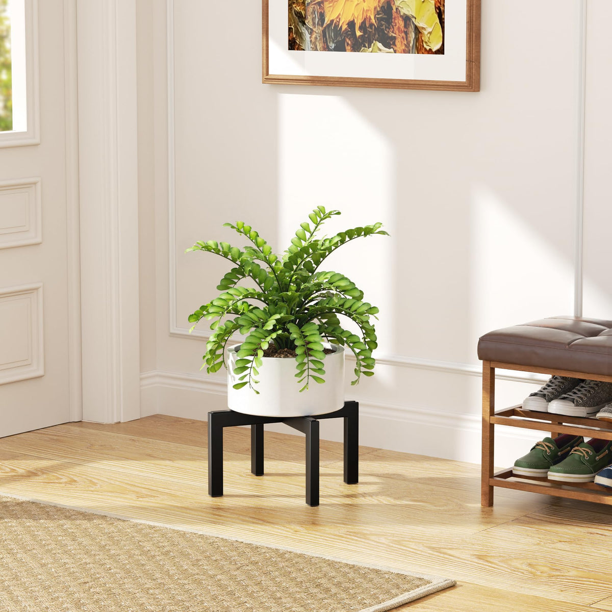 Bussdis plant stand side view shows 6in height for low-profile balance.