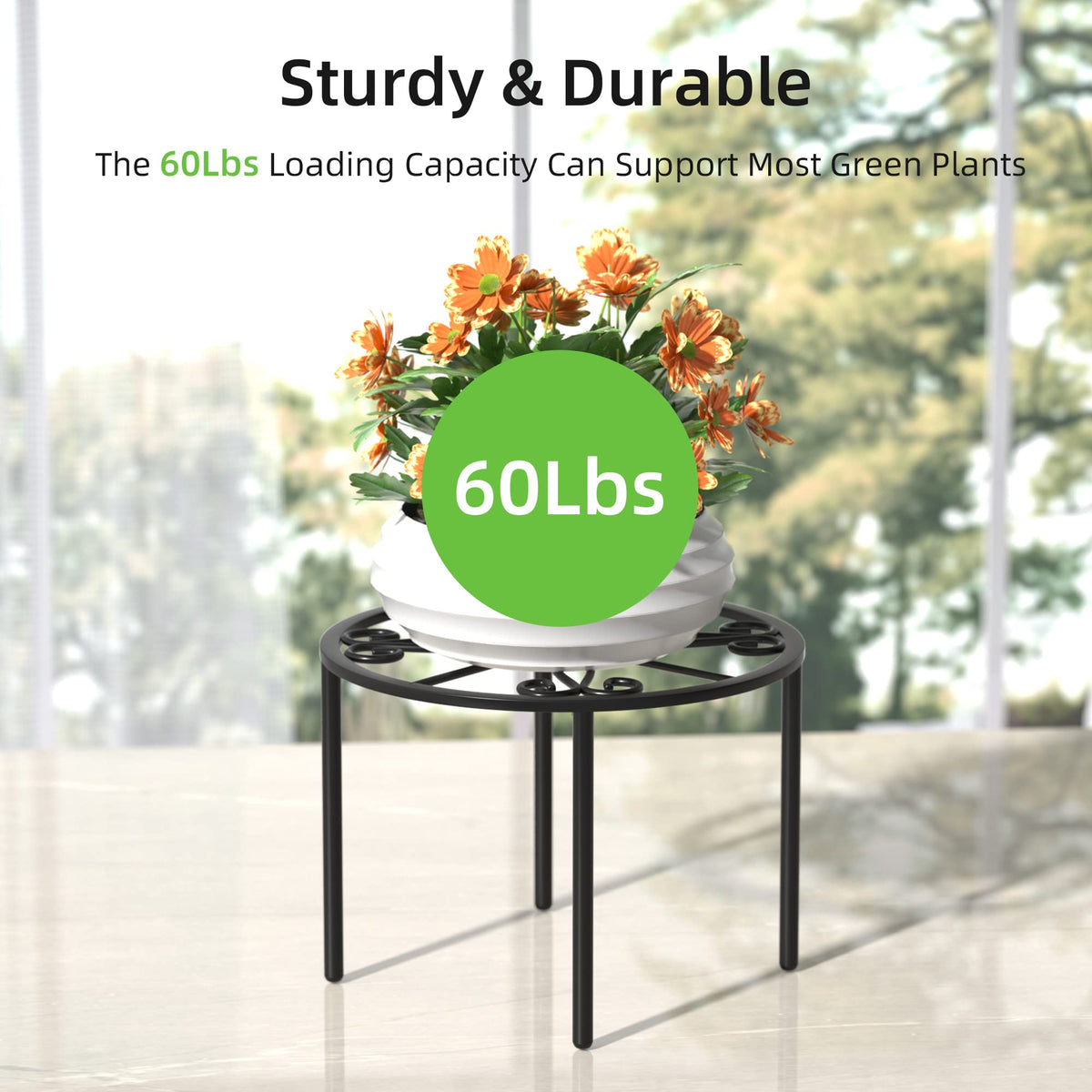 Bussdis plant stand featuring a sleek black finish that suits any decor and resists rust.