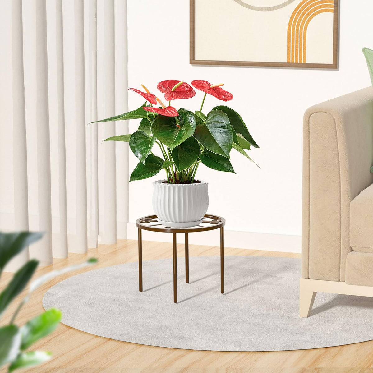 Bussdis decorative flower-pattern plant stand adding elegance to garden