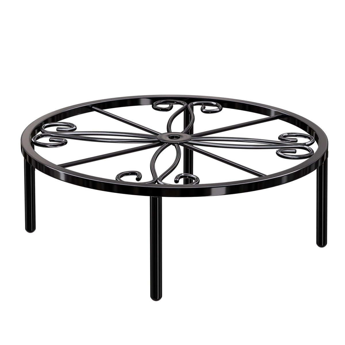 Bussdis short plant stand with flower pattern for indoor or outdoor display.