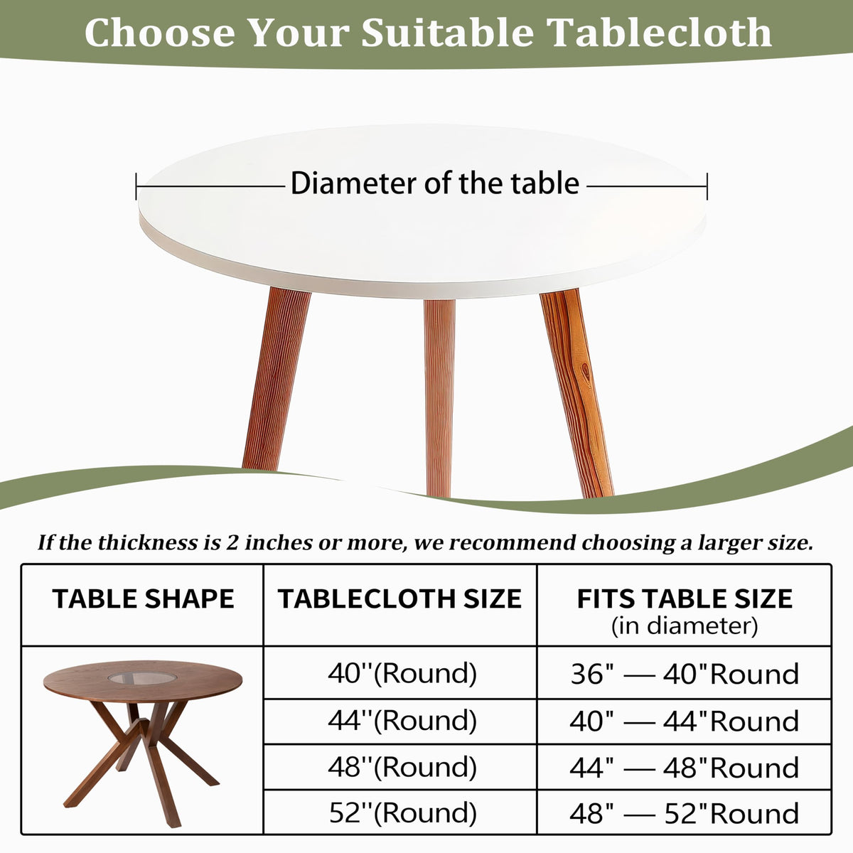 Butaluk easy-clean round tablecloth allowing quick wipe to remove spills.