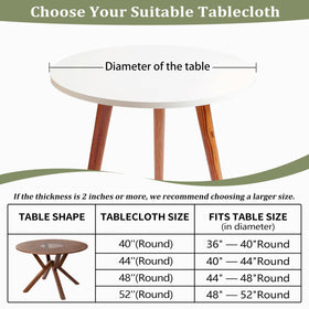 Butaluk easy-clean round tablecloth allowing quick wipe to remove spills.