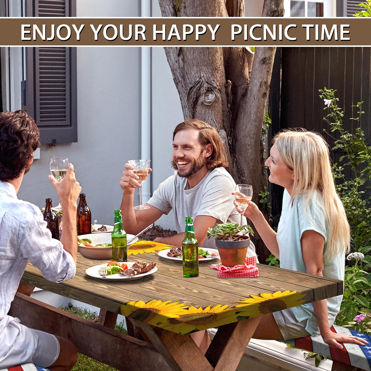 Butaluk outdoor camping setup showcases full three-piece protection for table and benches.