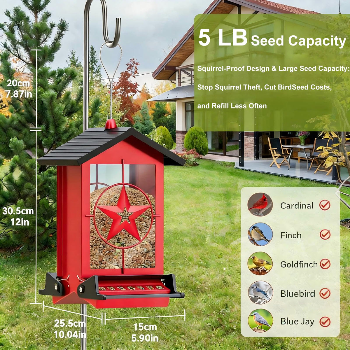 Buteafly weatherproof metal bird feeder withstands winter and summer use