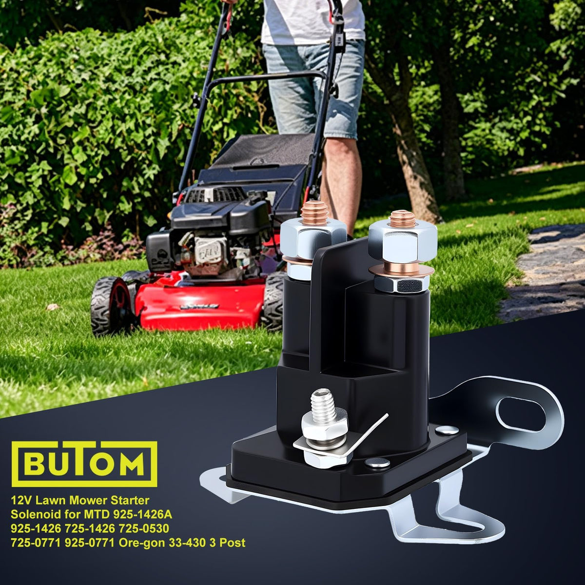 Butom 3-post design starter solenoid ensuring secure connections