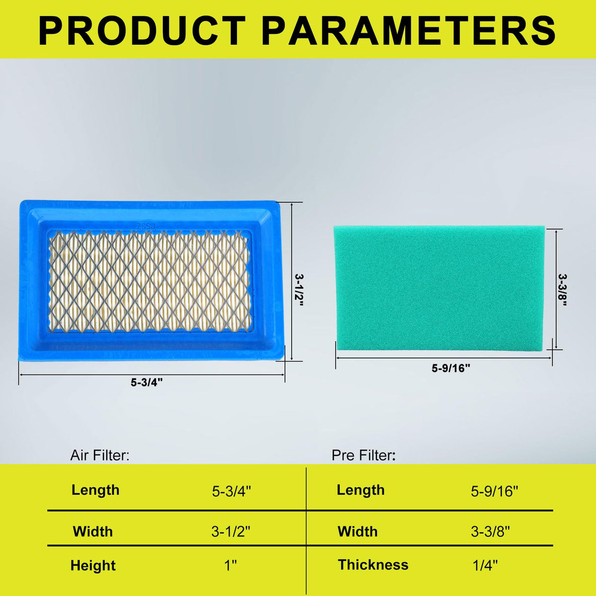 Butom pack includes three air filters for maintenance readiness.