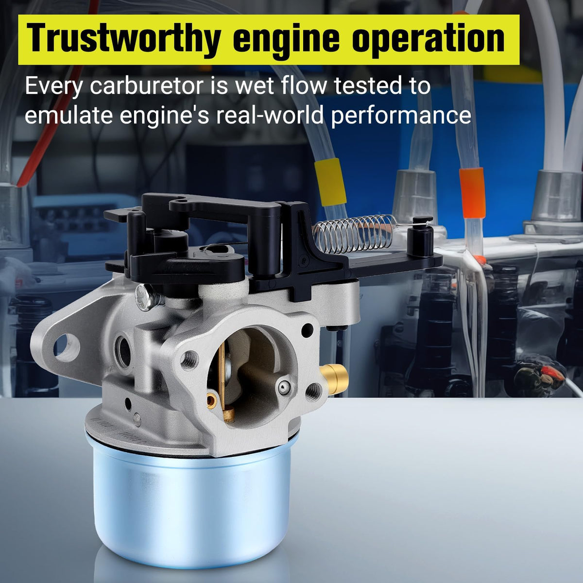 Butom choke-side mounting spacing helps alignment with engines.
