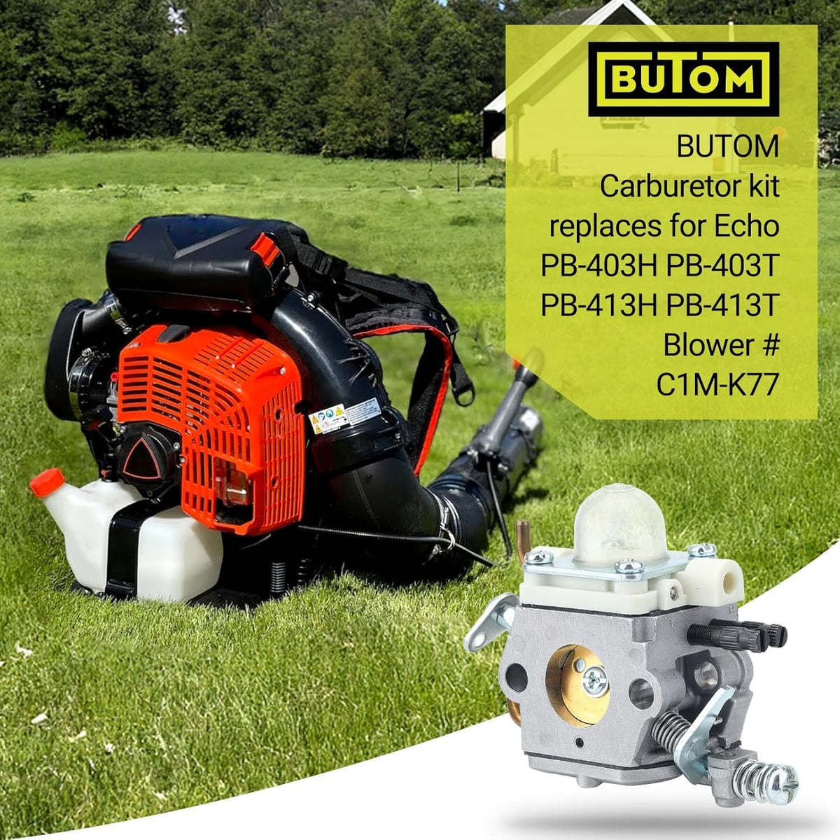 Butom C1M-K77 air filter view highlights protection against debris and engine wear.