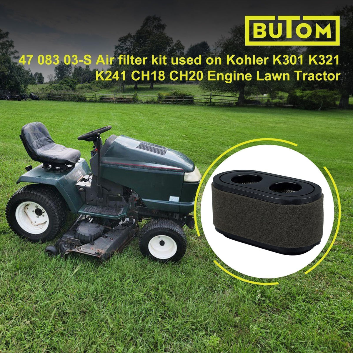 Butom Kohler CV724-CV740 air filter demonstrating broad compatibility