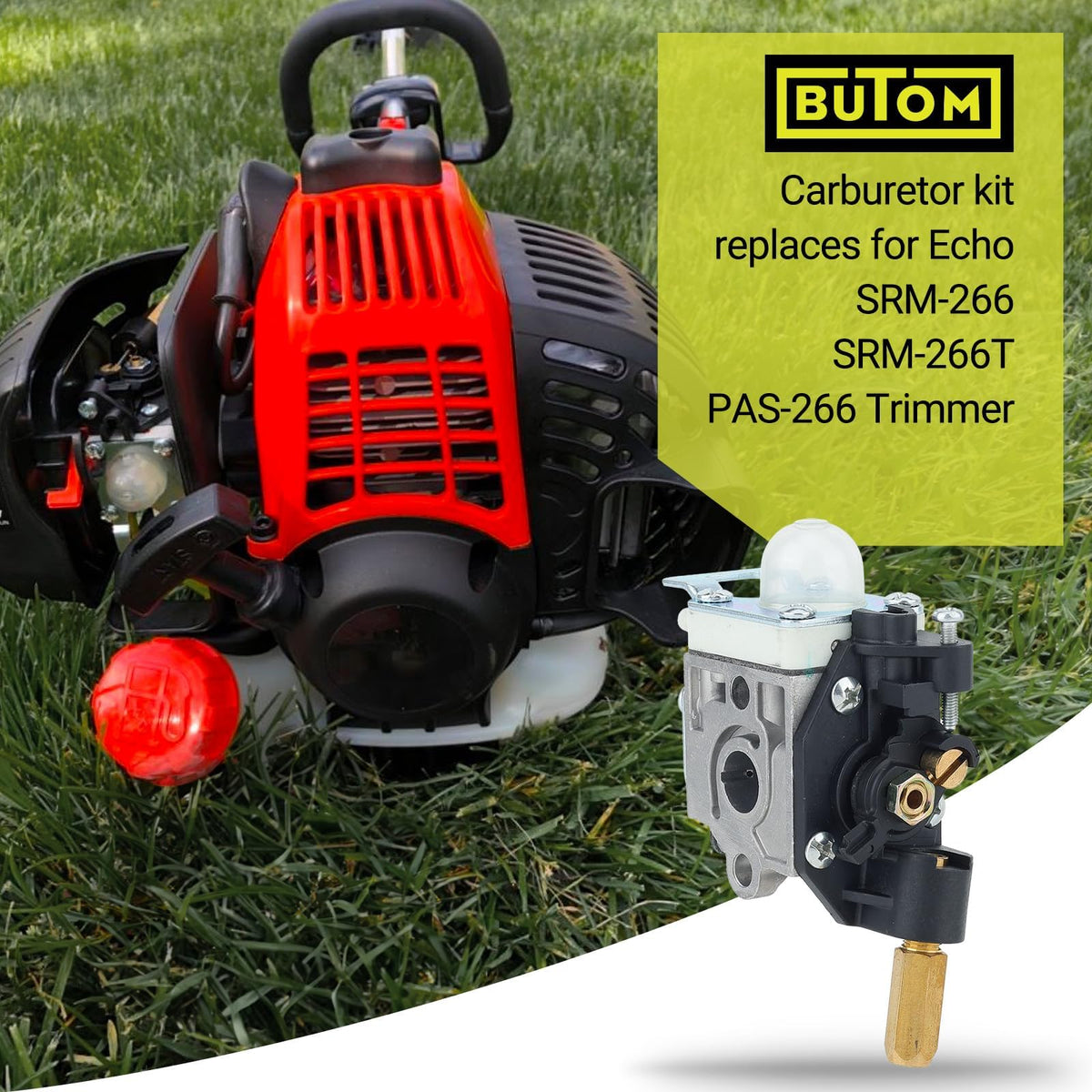 Butom SRM-266 carburetor kit side view showing components