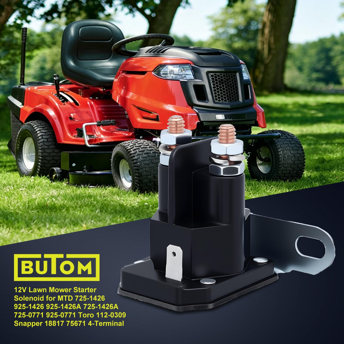 Butom 12V solenoid with side-mount design for easy installation.