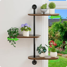 Butunita rotating window shelf 3-tier showcases sun-loving plants with space-saving design.