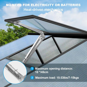 Buycitky solar activated vent opener triggers opening at warm temps.